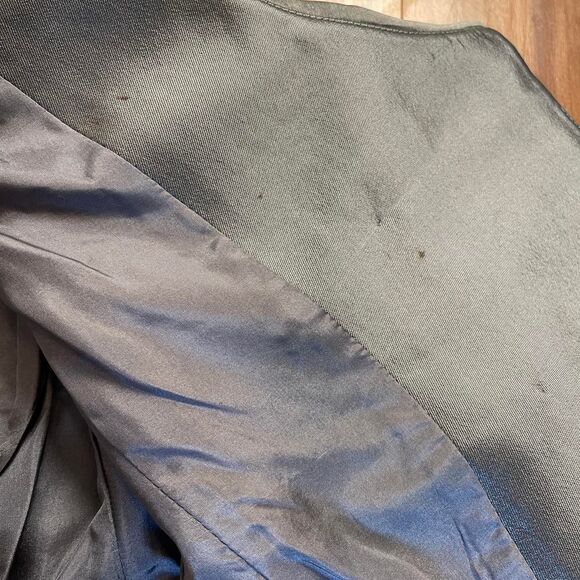 Vtg 90s André Raphael Alta Moda 100% Silk Metallic Gray Fitted Blazer Jacket 8 - Picture 7 of 9